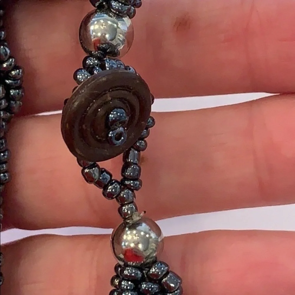 💐5/25 seed bead button clasp statement bracelet